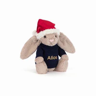 Jellycat Bashful Christmas Konijn with Navy Jumper | VX5438716